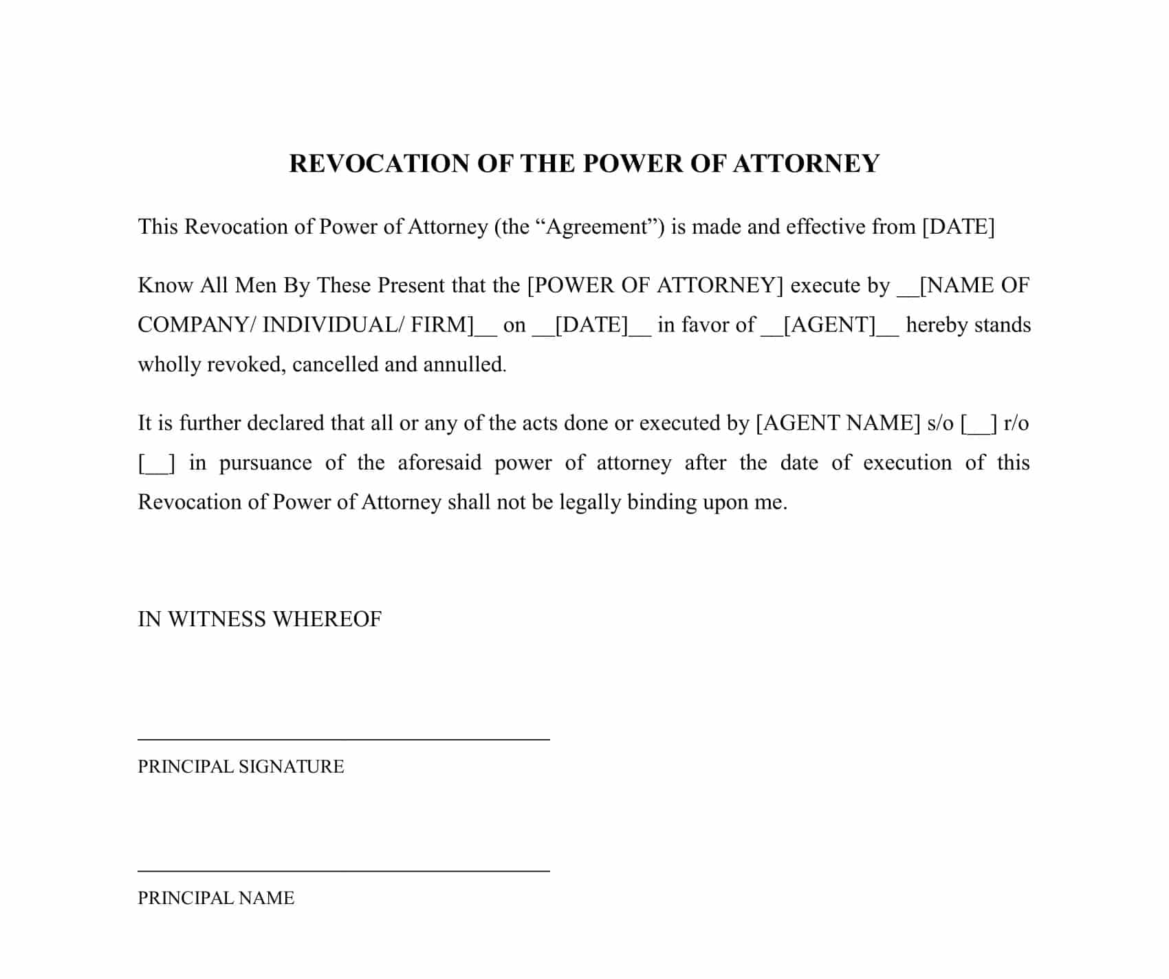 Revocation of the Power of Attorney