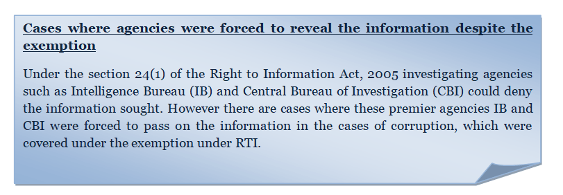 Example of Exemption under RTI