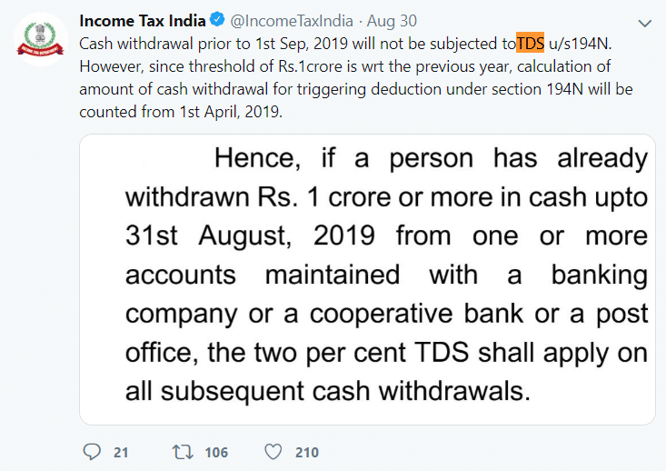 TDS on 1 crore and above