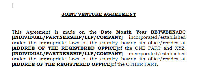 format of joint venture