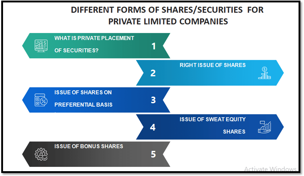 Different forms of securities for Private Limited Companies